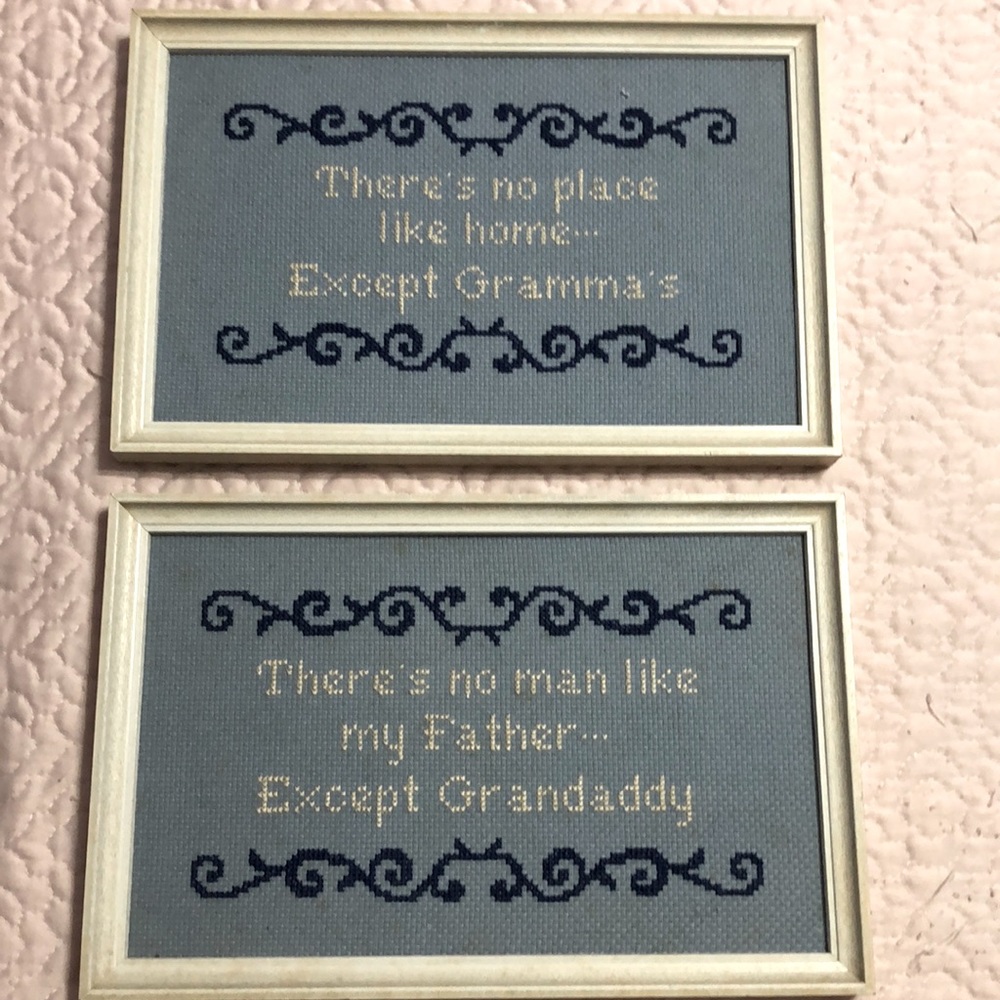 Grandparents Stitched Plaques w/custom frames